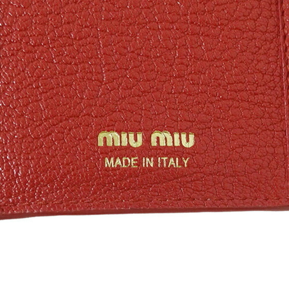 Miu MIUMIU Wallet Women's Long Leather Madras Love Pink 5MH013 Letter Heart - Picture 5 of 12